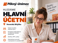 Pěkný - Unimex s.r.o. nabízí práci na pozici Hlavní účetní | Veverská Bítýška | mzda 50 000 - 70 000 Kč v obci Veverská Bítýška