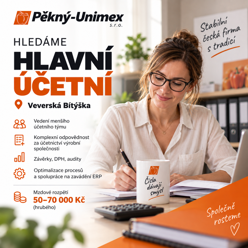 Hlavní účetní | Veverská Bítýška | mzda 50 000 - 70 000 Kč, Veverská Bítýška
