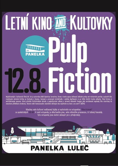 Plakát události LETNÍ KINO & KULTOVKY na Panelce: Pulp Fiction