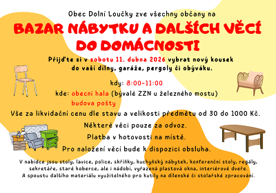 Plakát události Bazar nábytku a dalších věcí do domácnosti