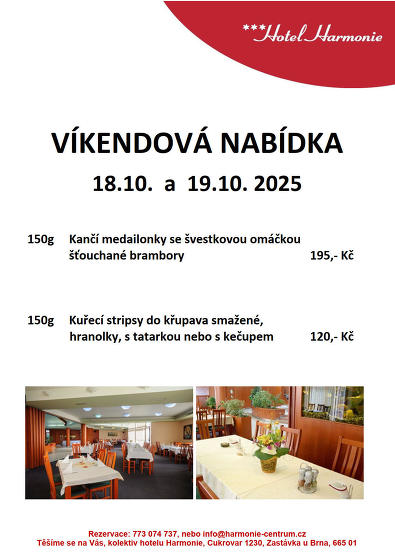 Plakát události Víkendová nabídka menu