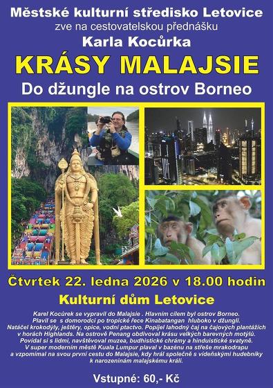 Plakát události KRÁSY MALAJSIE: Do džungle na ostrov Borneo, Letovice