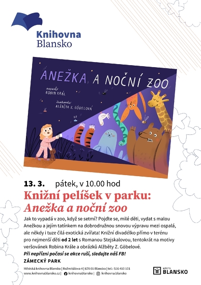 Plakát události Knižní pelíšek v parku: Anežka a noční zoo