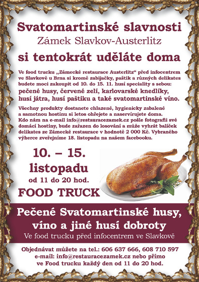Plakát události Svatomartinské husy na Zámku Slavkov u Brna od 10. do 15. listopadu