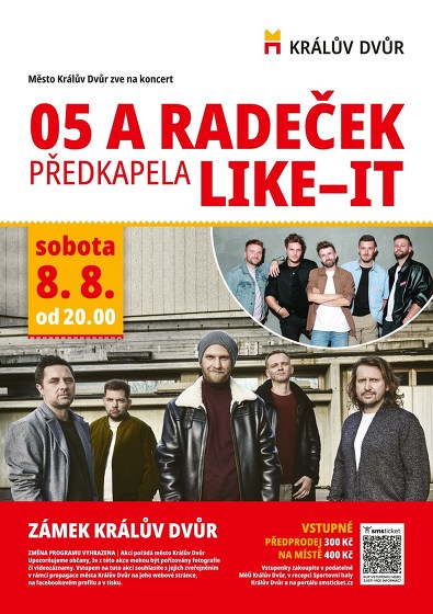 Plakát události Koncert kapely O5 a Radeček, Like it