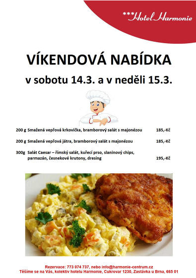 Plakát události Víkendová nabídka menu