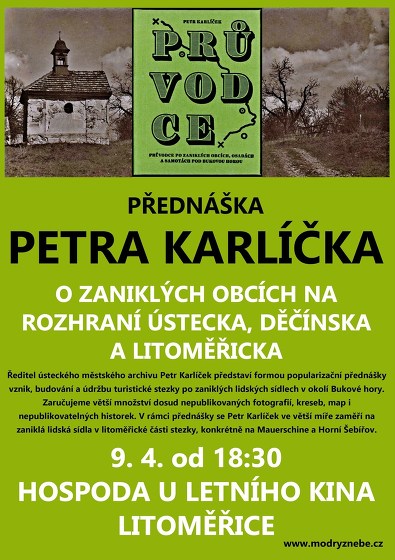 Plakát události Zaniklé obce - přednáška Petra Karlíčka