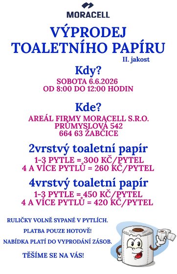 Plakát události VÝPRODEJ toaletního papíru 2. jakost MORACELL