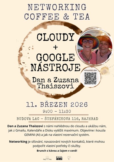 Plakát události Networking Coffee & Tea s Danem a Zuzanou Thaiszovými