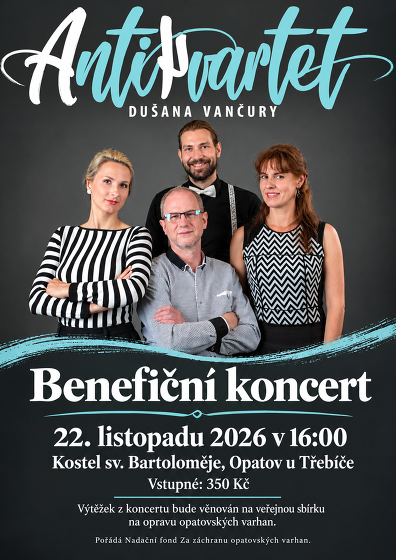 Plakát události Benefiční koncert ANTIKVARTET Dušana Vančury v Opatově