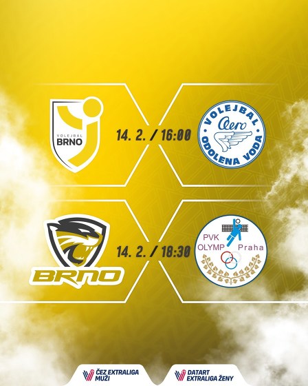 Plakát události Extraligový volejbalový dvojzápas: Brno vs Odolka a Olymp