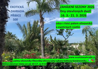 Plakát události Zahájení sezony v Exotické zahradě Přibice 16-21.3.2026