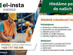 EL-INSTA ENERGO s.r.o. nabízí práci na pozici Skladník / zásobovač / nákupčí v obci Hrušovany u Brna