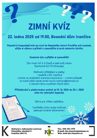 Plakát události Zimní kvíz v Ivančicích
