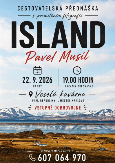 Plakát události Island - cestovatelská přednáška