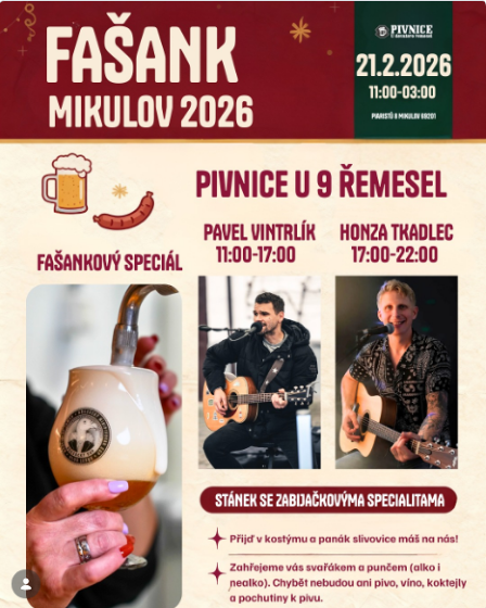 Plakát události FAŠANK 2026 v Pivnici U Devatero řemesel