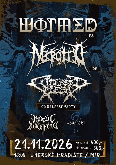 Plakát události Wormed, Cutterred Flesh, Necrotted, Neurotic Machinery