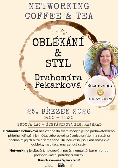 Plakát události Networking Coffee & Tea s Drahomírou Pekárkovou