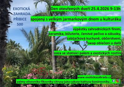 Plakát události Jarmarkový den otevřených dveří v Exotické zahradě Přibice