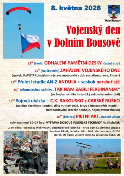 Plakát události Vojenský den v Dolním Bousově