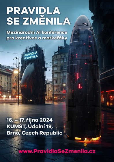 Plakát události AI konference pro kreativce - Pravidla se změnila