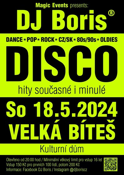 Plakát události DJ Boris DISCO - Velká Bíteš