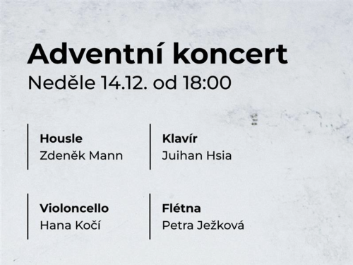 Plakát události Adventní koncert v Komunitním centru Církve bratrské v Kladně