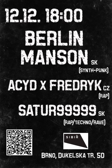Plakát události BERLIN MANSON // ACYD x FREDRYK // SATUR99999