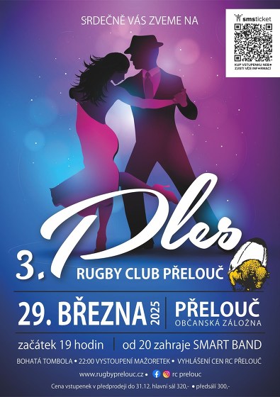 Plakát události 3.ples Rugby clubu Přelouč