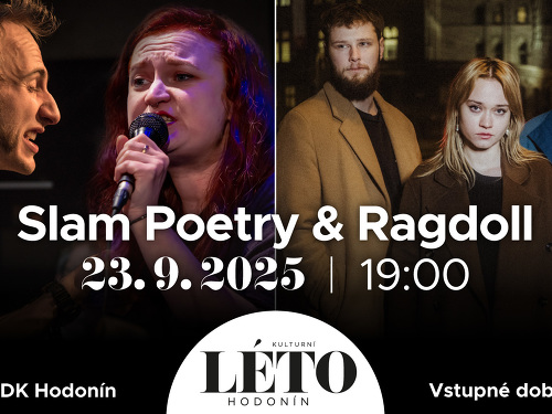 Plakát události Slam poetry a Ragdoll