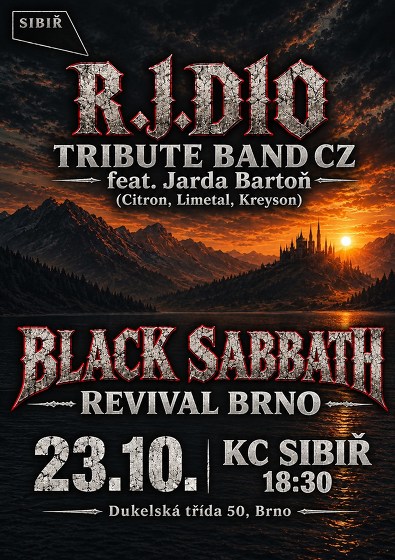 Plakát události R.J. Dio Tribute band CZ + Black Sabbath Revival Brno