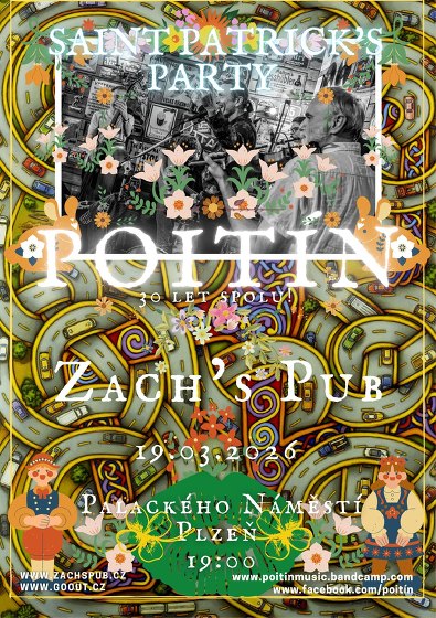 Plakát události St. Patrick´s se skupinou Poitín u Zacha