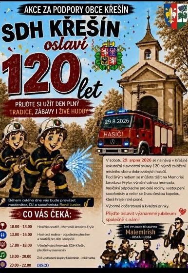 Plakát události 120 let SDH Křešín
