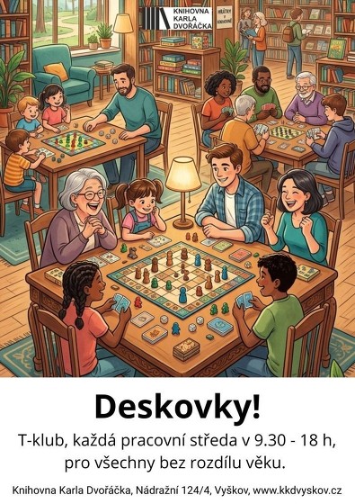 Plakát události Každou středu Deskovky v T-klubu!