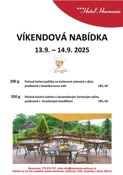 Plakát události Víkendová nabídka menu