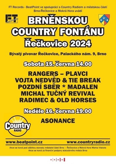 Plakát události Permanentka Brněnská Country fontána Řečkovice 2024