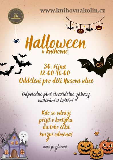 Plakát události Halloween v knihovně
