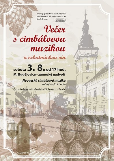 Plakát události Večer s cimbálovou muzikou a ochutnávkou vín