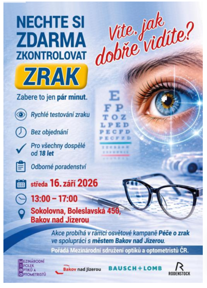 Plakát události Nechte si zdarma zkontrolovat zrak