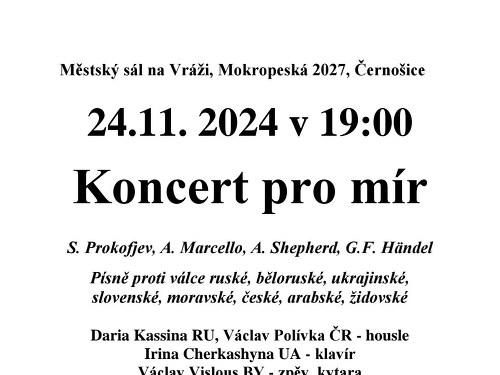 Plakát události Koncert pro mír