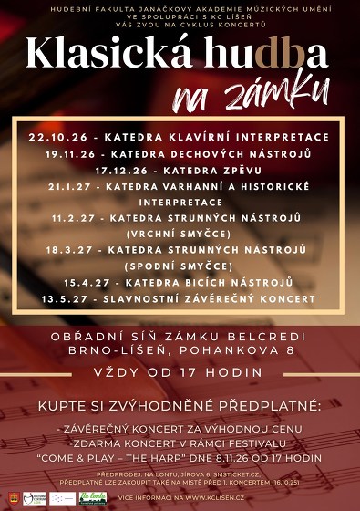 Plakát události Klasická hudba na zámku 2026/2027 - PŘEDPLATNÉ
