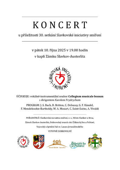 Plakát události Koncert u příležitosti 30. setkání Slavkovské iniciativy smíření