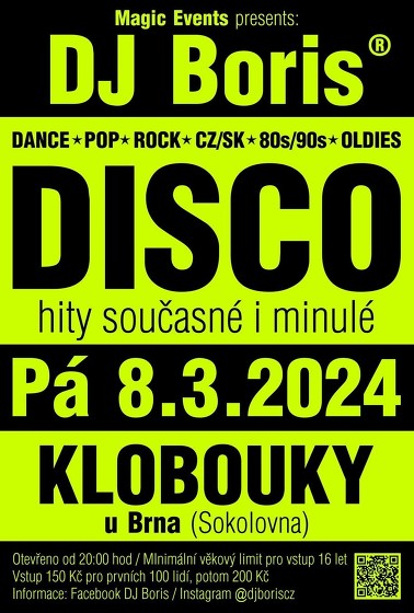 Plakát události DJ Boris DISCO - KLOBOUKY u Brna