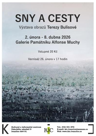 Plakát události Sny a cesty - výstava Terezy Bulisové