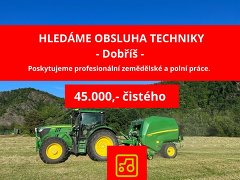 BIOS agri s.r.o. nabízí práci na pozici Hledáme: Obsluha techniky - 45.000 Kč čistého v obci Dobříš