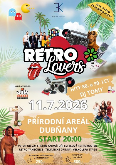 Plakát události Retro Lovers OPEN AIR - Přírodní aReál Dubňany