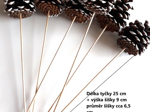 Vánoční dekorace šišky na špejli zapichovací.