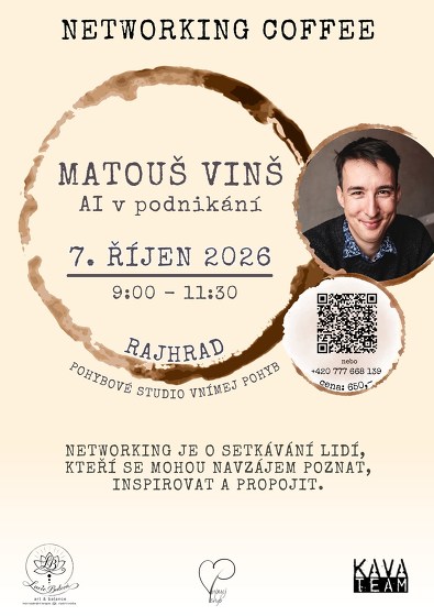 Plakát události Networking Coffee s Matoušem Vinšem