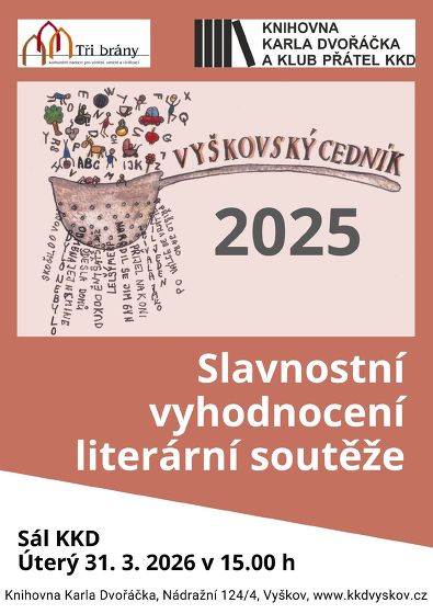 Plakát události Vyhodnocení literární soutěže Vyškovský cedník 2025