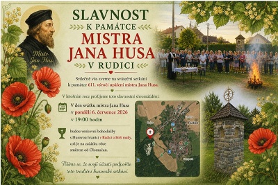 Plakát události Slavnost k památce mistra Jana Husa v Rudici